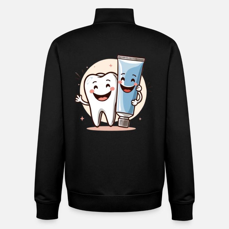 Smiling tooth with toothpaste - Unisex Organic Zip Sweatshirt by Stanley/Stella - black