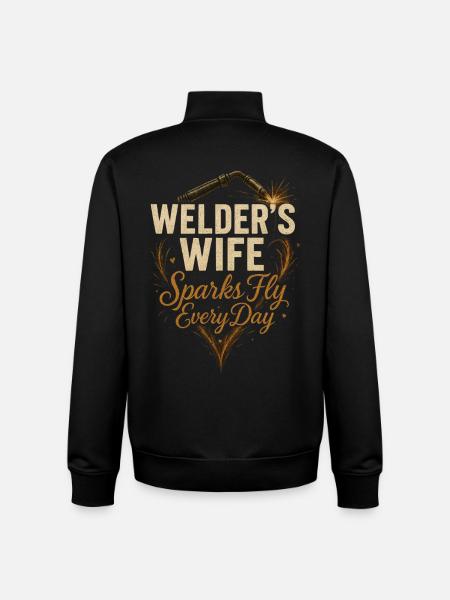 Welder's wife sparks fly every day - Unisex Organic Zip Sweatshirt by Stanley/Stella - black