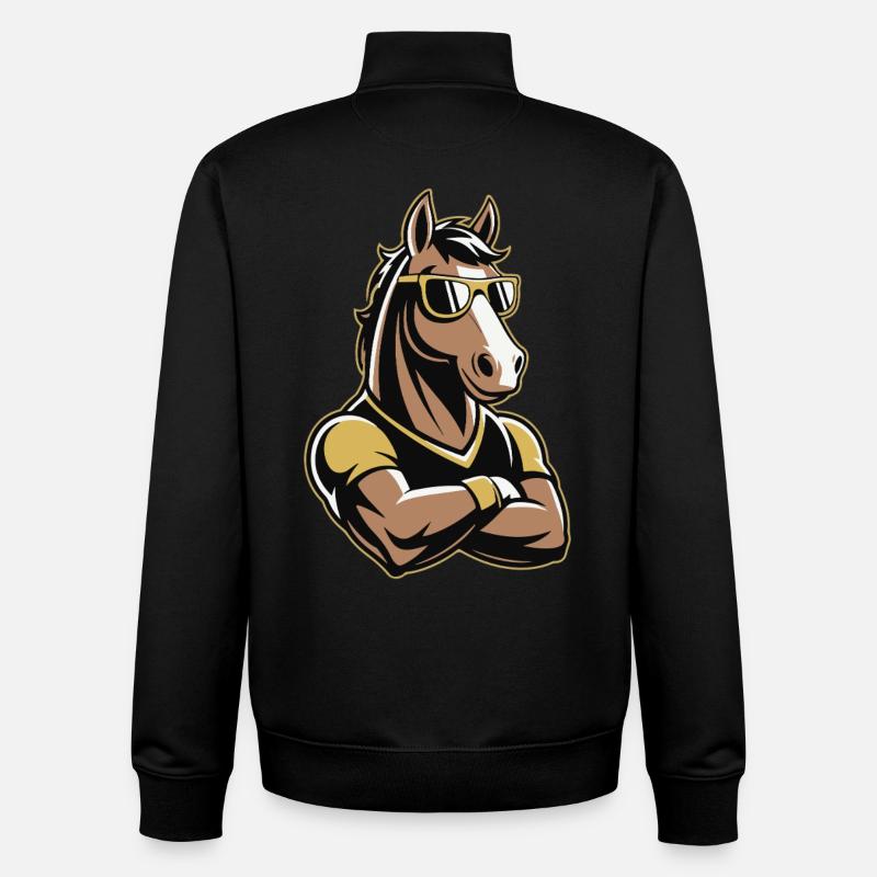 Pferd Maskottchen mit Sonnenbrille - Unisex Organic Zip Sweatshirt von Stanley/Stella - Schwarz