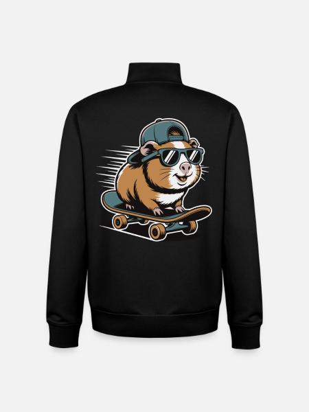 Hamster on skateboard - Unisex Organic Zip Sweatshirt by Stanley/Stella - black