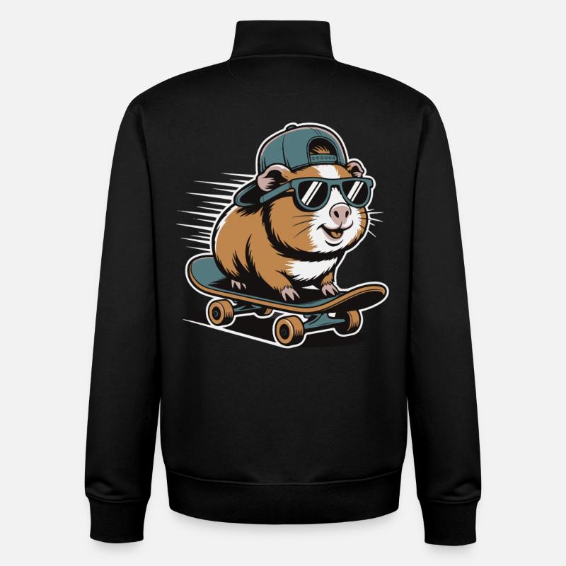 Hamster on skateboard - Unisex Organic Zip Sweatshirt by Stanley/Stella - black
