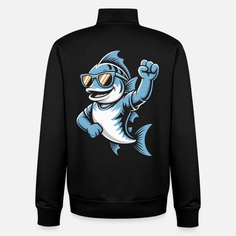 Shark mit Sonnenbrille Jubel - Unisex Organic Zip Sweatshirt von Stanley/Stella - Schwarz