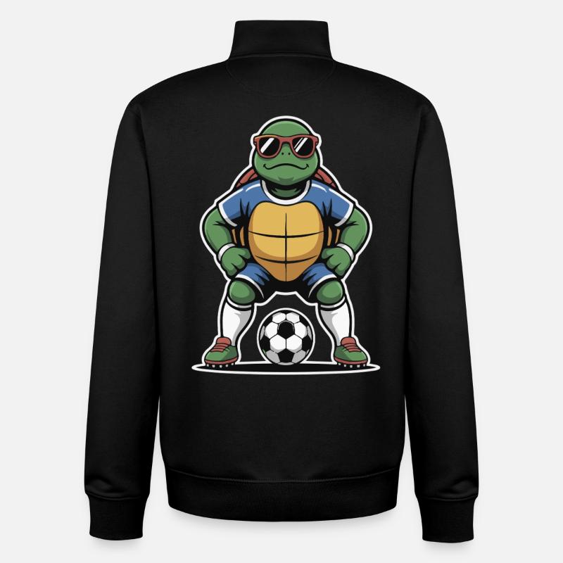 Turtle in soccer outfit - Unisex Organic Zip Sweatshirt by Stanley/Stella - black