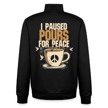 Ex-Kaffeetrinker I Paused Pours For Peace - Unisex Organic Zip Sweatshirt von Stanley/Stella - Schwarz - Hinten - AI Model Male 185 light (185cm)