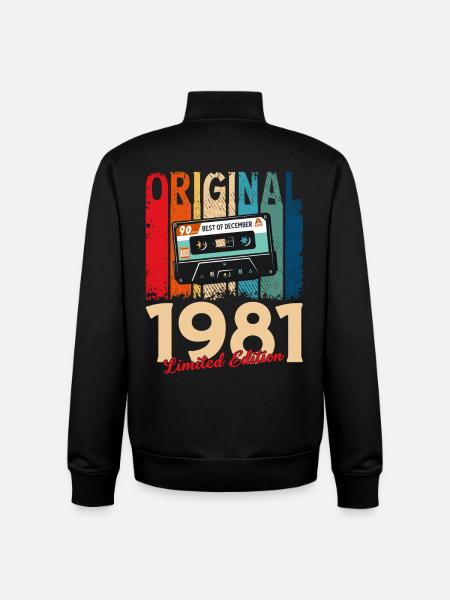 44e anniversaire cassette décembre 1981 - Sweat zippé unisexe en coton bio Stanley/Stella - noir
