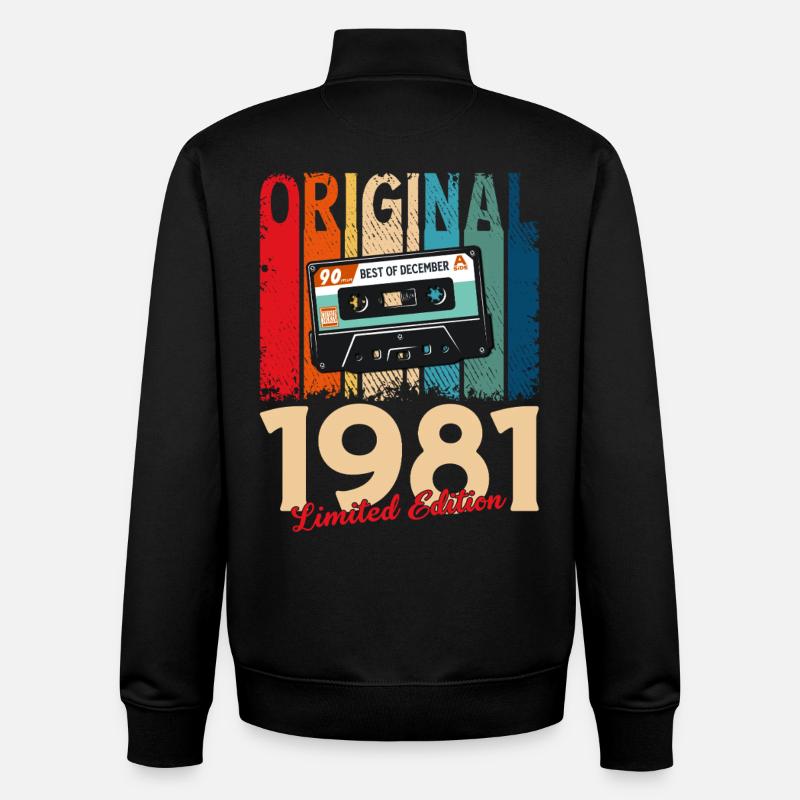 44e anniversaire cassette décembre 1981 - Sweat zippé unisexe en coton bio Stanley/Stella - noir