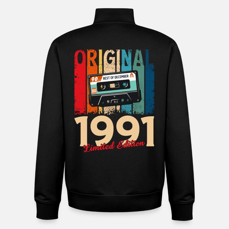 34th Birthday Cassette December 1991 - Unisex Organic Zip Sweatshirt by Stanley/Stella - black