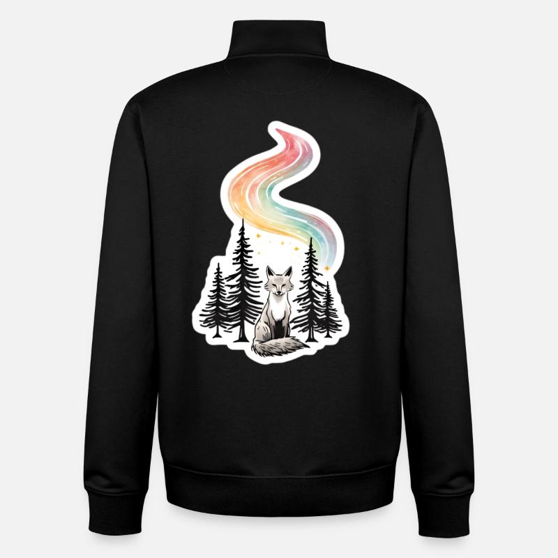 Nordlicht Fuchs im Wald - Unisex Organic Zip Sweatshirt von Stanley/Stella - Schwarz