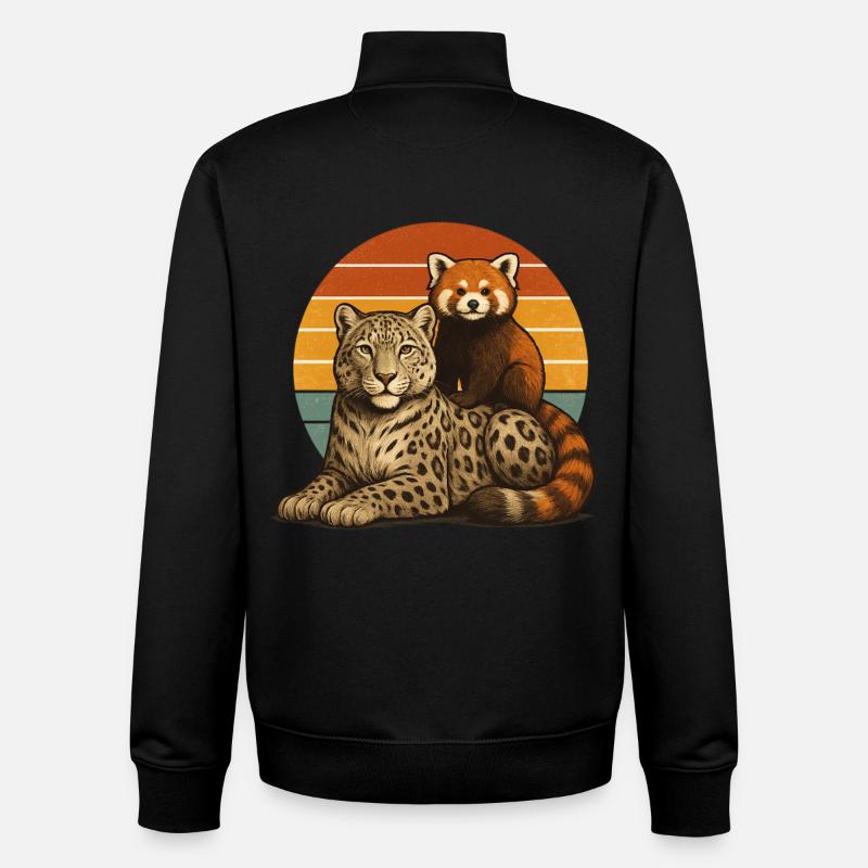 Panda rouge léopard des neiges - Sweat zippé unisexe en coton bio Stanley/Stella - noir