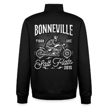 Bonneville Salt Flats Motorrad Geburtstag 2015 - Unisex Organic Zip Sweatshirt von Stanley/Stella - Schwarz - Hinten - AI Model Male 185 light (185cm)