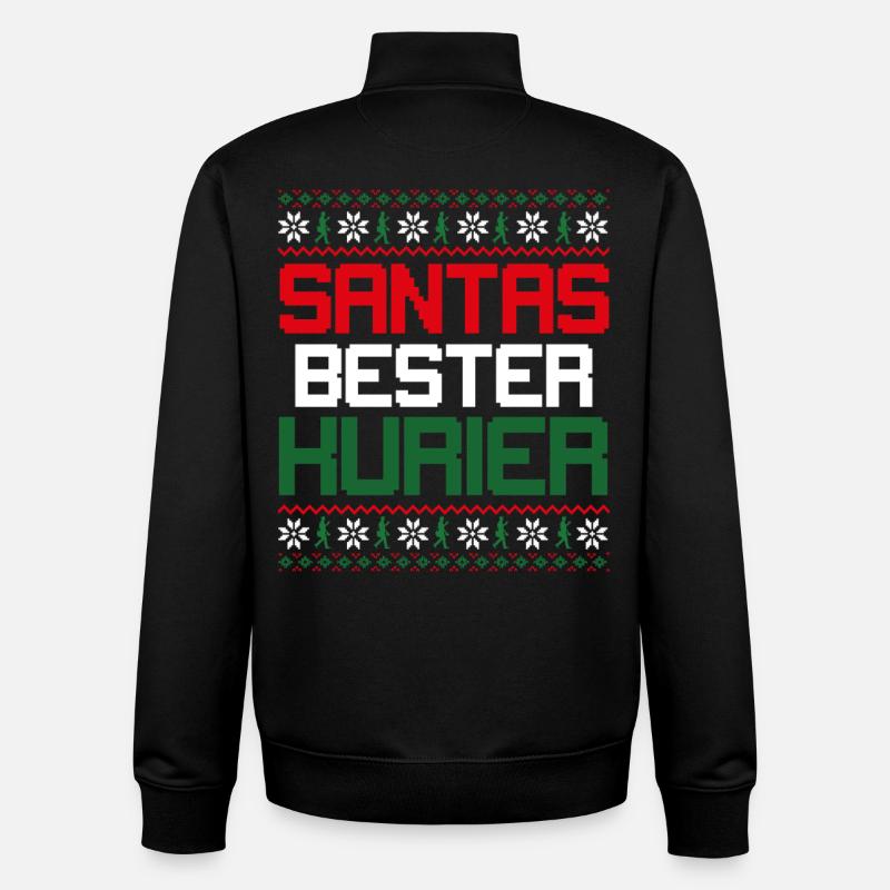 Christmas SANTA'S BEST COURIER Funny - Unisex Organic Zip Sweatshirt by Stanley/Stella - black