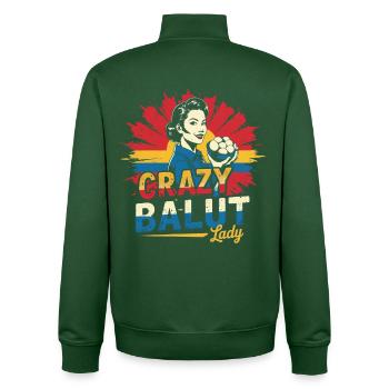 Crazy Balut Lady Philippines - Unisex Organic Zip Sweatshirt by Stanley/Stella - bottle green - Back - AI Model Male 185 dark (185cm)