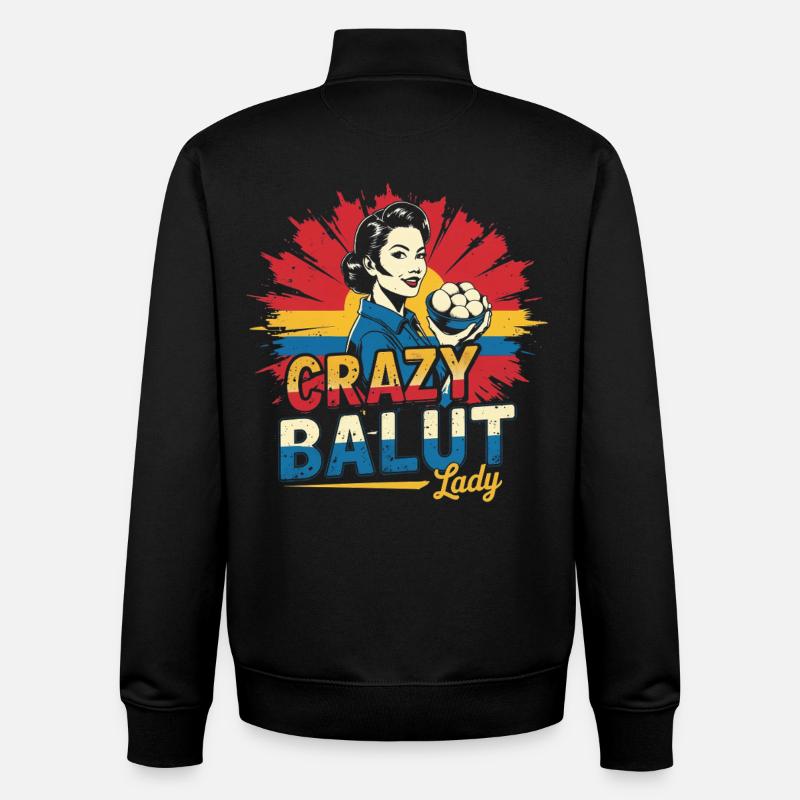 Crazy Balut Lady Philippines - Unisex Organic Zip Sweatshirt by Stanley/Stella - black