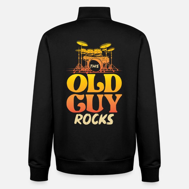 Alter Mann Rocks Schlagzeug - Unisex Organic Zip Sweatshirt von Stanley/Stella - Schwarz