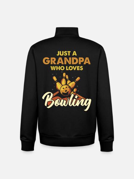 Grandfather Loves Bowling Motif - Unisex Organic Zip Sweatshirt by Stanley/Stella - black