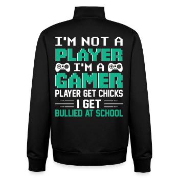Gaming - Unisex Organic Zip Sweatshirt von Stanley/Stella - Schwarz - Hinten - AI Model Male 185 light (185cm)