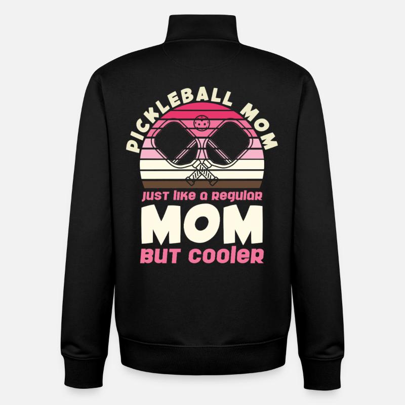 Pickleball Mom Retro Stripes - Unisex Organic Zip Sweatshirt by Stanley/Stella - black