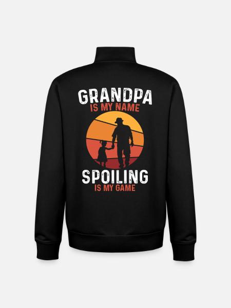 Grandfather spoils me - Unisex Organic Zip Sweatshirt by Stanley/Stella - black