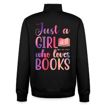 Just a girl who loves books - Unisex Organic Zip Sweatshirt by Stanley/Stella - black - Back - AI Model Male 185 light (185cm)