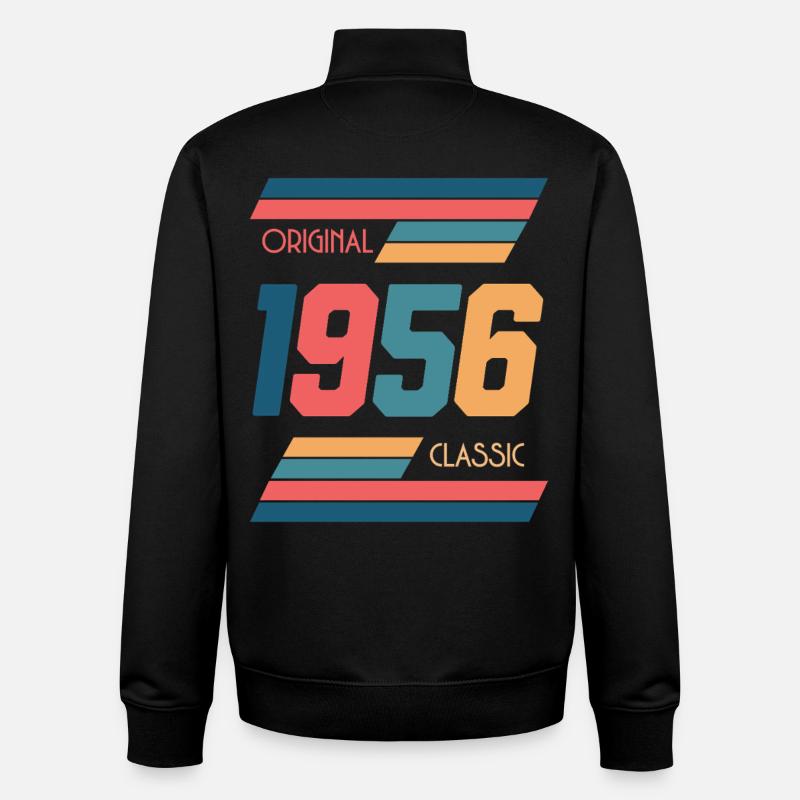 70e anniversaire Millésime 1956 - Sweat zippé unisexe en coton bio Stanley/Stella - noir