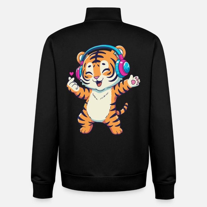 Tigre dansant de K-pop - Sweat zippé unisexe en coton bio Stanley/Stella - noir