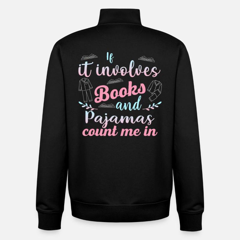 Livres & Pastel de pyjamas - Sweat zippé unisexe en coton bio Stanley/Stella - noir