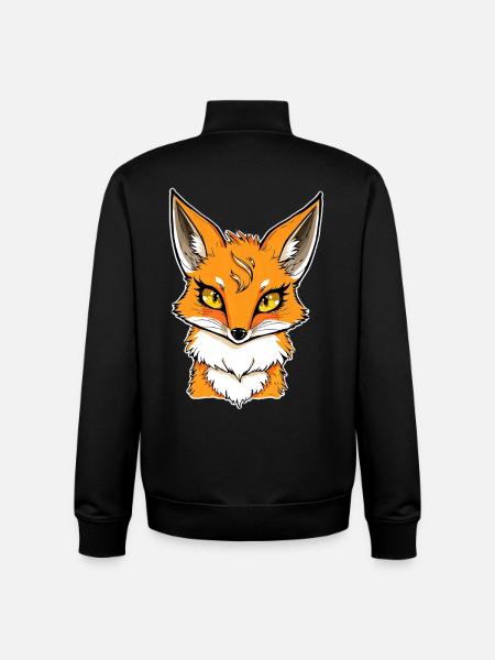 Fox Head Cartoon Illustration - Unisex Organic Zip Sweatshirt by Stanley/Stella - black