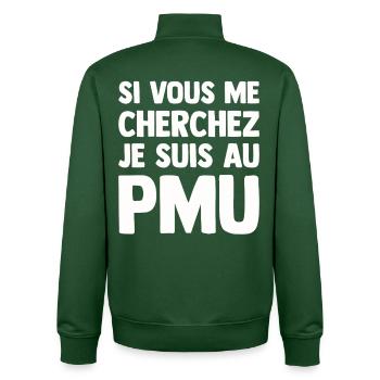 Humour PMU Drôle Bar Bistrot Turfiste Turf Parier - Sweat zippé unisexe en coton bio Stanley/Stella - vert bouteille - Dos - AI Model Male 185 dark (185cm)