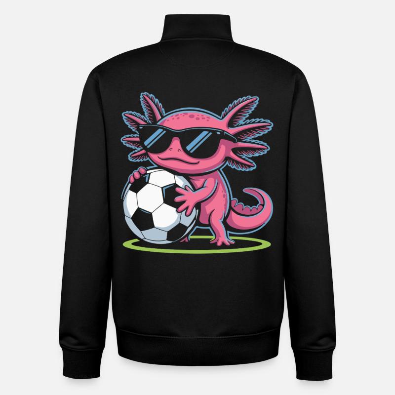 Axolotl rose avec lueur de football - Sweat zippé unisexe en coton bio Stanley/Stella - noir