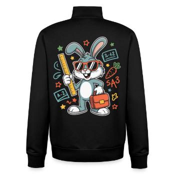 Learning bunny school adventure with glasses - Unisex Organic Zip Sweatshirt by Stanley/Stella - black - Back - AI Model Male 185 light (185cm)