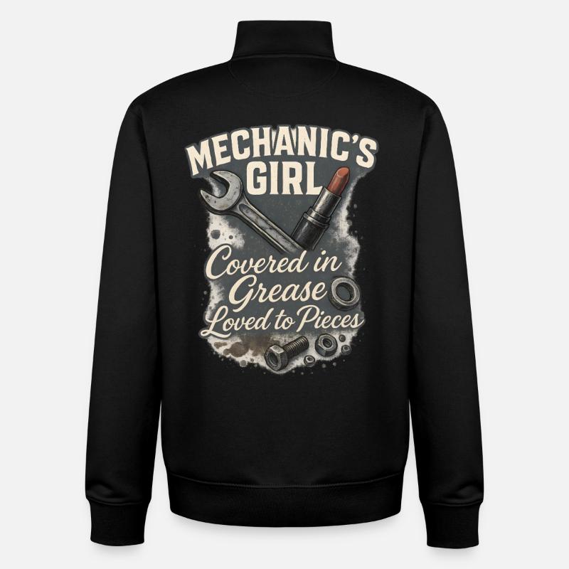 Mécanicienne : Aimer avec la graisse - Sweat zippé unisexe en coton bio Stanley/Stella - noir