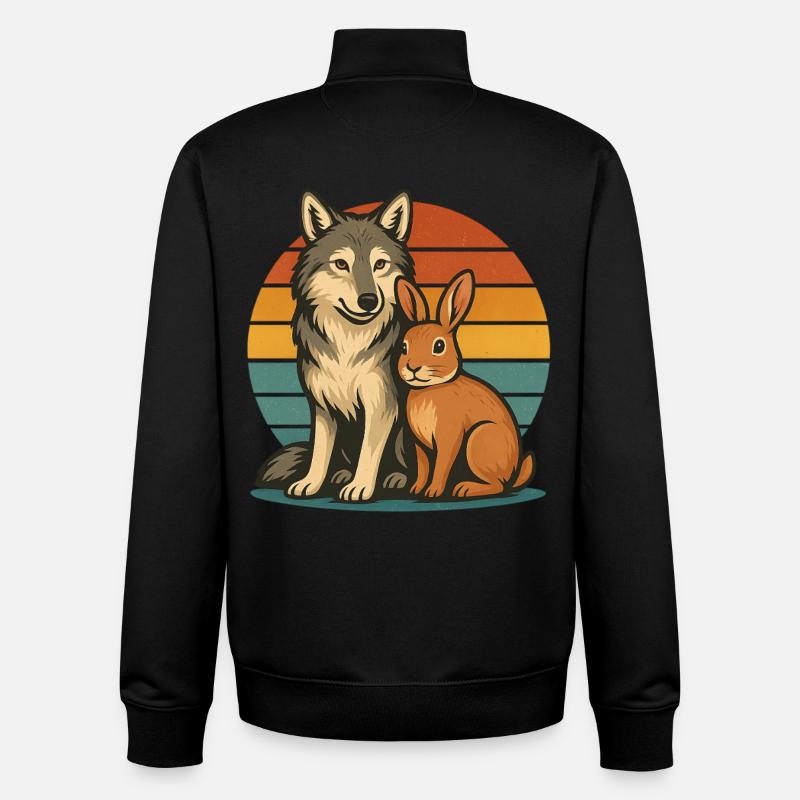 Wolf und Hase - Unisex Organic Zip Sweatshirt von Stanley/Stella - Schwarz