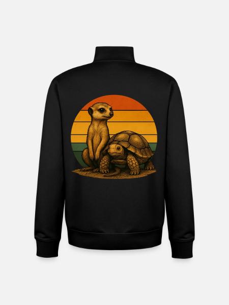 Erdmännchen Schildkröte Retro Tierfreunde - Unisex Organic Zip Sweatshirt von Stanley/Stella - Schwarz
