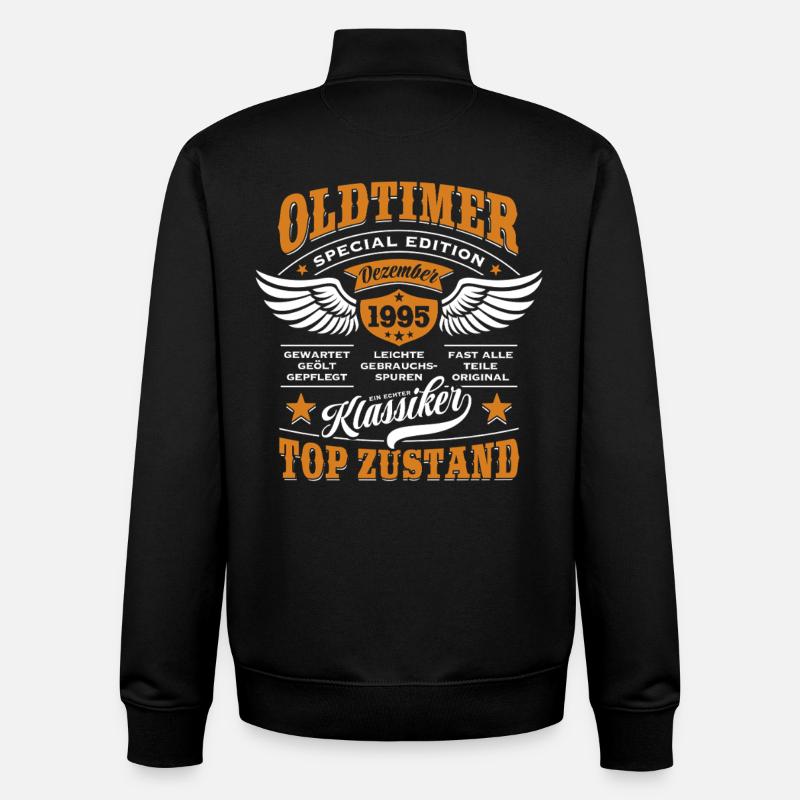 Oldtimer décembre 1995 | Cadeau d’anniversaire - Sweat zippé unisexe en coton bio Stanley/Stella - noir