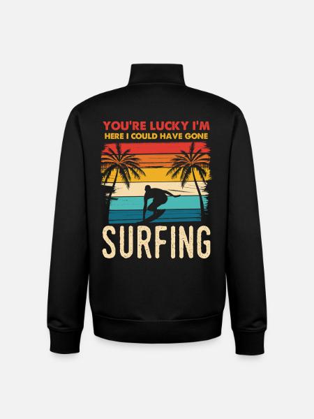 Surfing at sunset - Unisex Organic Zip Sweatshirt by Stanley/Stella - black