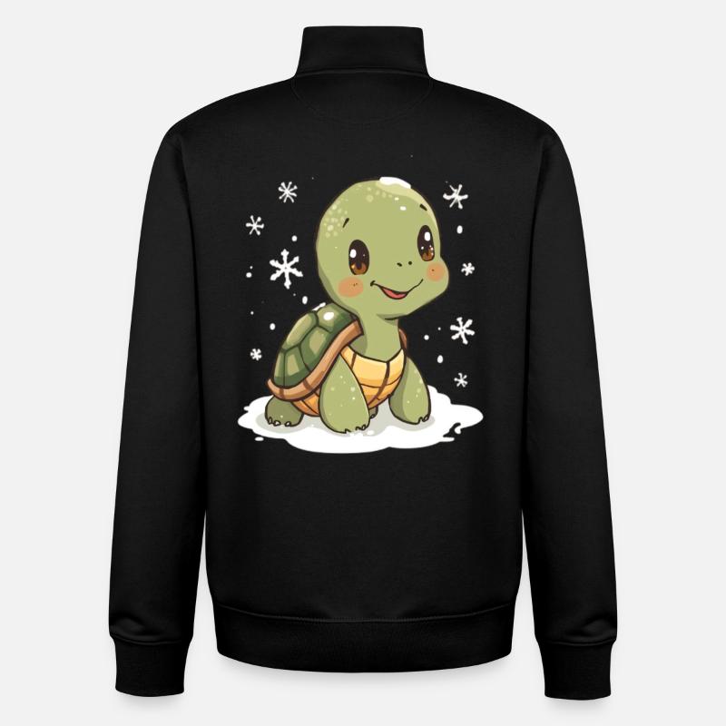 Winter turtle in the snow - Unisex Organic Zip Sweatshirt by Stanley/Stella - black