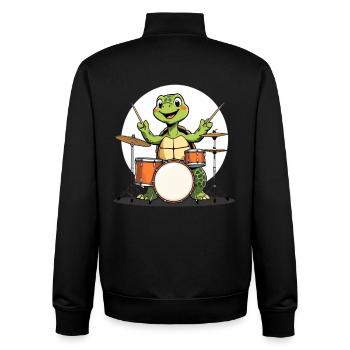 Turtle on the drum set - Unisex Organic Zip Sweatshirt by Stanley/Stella - black - Back - AI Model Male 185 light (185cm)