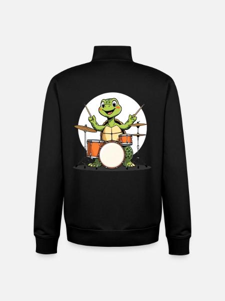Turtle on the drum set - Unisex Organic Zip Sweatshirt by Stanley/Stella - black