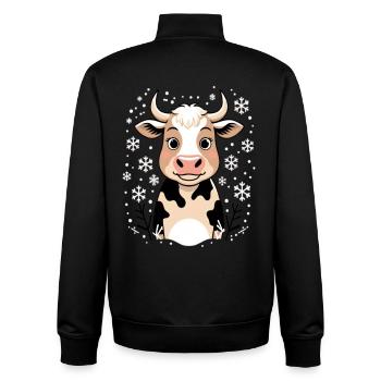 Winterkuh mit Schneeflocken - Unisex Organic Zip Sweatshirt von Stanley/Stella - Schwarz - Hinten - AI Model Male 185 light (185cm)