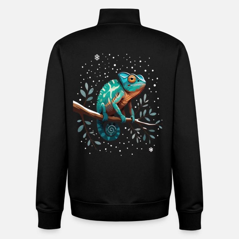 Chameleon on branch Sternenwald - Unisex Organic Zip Sweatshirt by Stanley/Stella - black