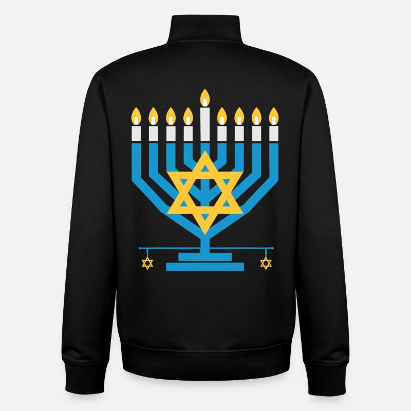 Hanoucca - Sweat zippé unisexe en coton bio Stanley/Stella - noir