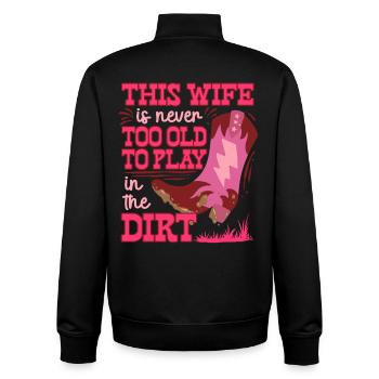 Wife of a farmer Mother - Unisex Organic Zip Sweatshirt by Stanley/Stella - black - Back - AI Model Male 185 light (185cm)