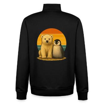 Ours polaires Pingouins Amoureux des animaux rétro - Sweat zippé unisexe en coton bio Stanley/Stella - noir - Dos - AI Model Male 185 light (185cm)