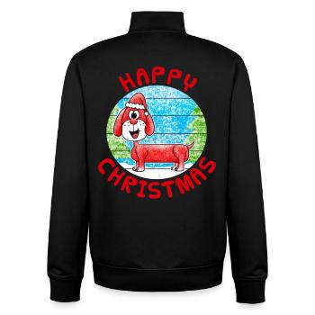 Chien teckel de Noël drôle - Sweat zippé unisexe en coton bio Stanley/Stella - noir - Dos - AI Model Male 185 light (185cm)
