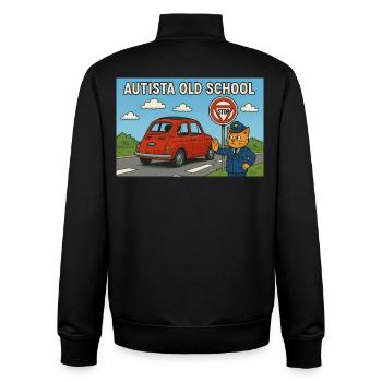 Autista_old_school - Sweat zippé unisexe en coton bio Stanley/Stella - noir - Dos - AI Model Male 185 light (185cm)