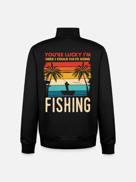 Fischerei Retro Sunset Silhouette - Unisex Organic Zip Sweatshirt von Stanley/Stella - Schwarz