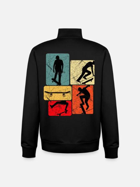 Skateboard Silhouettes Collage - Unisex Organic Zip Sweatshirt by Stanley/Stella - black