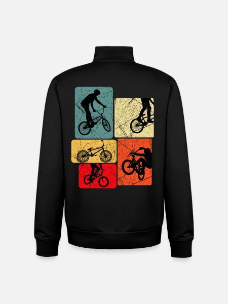 Retro Bicycle Silhouettes Pop Blocks - Unisex Organic Zip Sweatshirt by Stanley/Stella - black