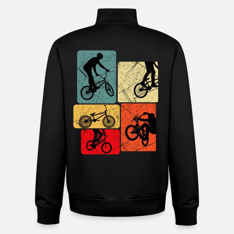 Retro Bicycle Silhouettes Pop Blocks - Unisex Organic Zip Sweatshirt by Stanley/Stella - black