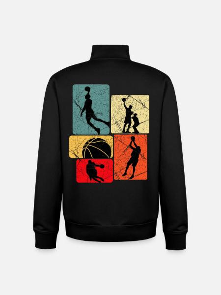 Basketball Silhouette Grid - Unisex Organic Zip Sweatshirt by Stanley/Stella - black
